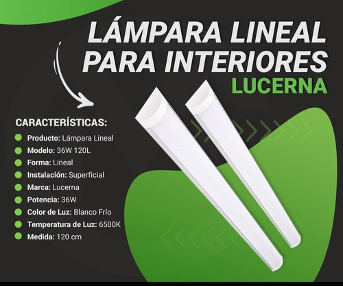 Lampara Lineal 36w 120cm Lucerna 