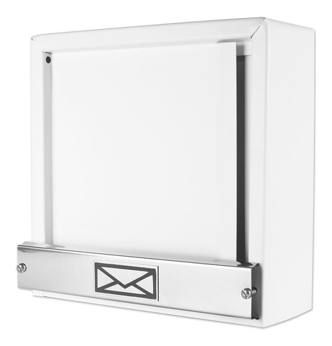 13 Caixa De Correio Grade Vertical Branca Fosca Tarja Inox Cor Branco Fosco