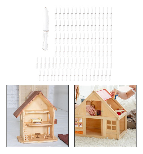 2 Vajilla Para Casa De Muñecas, Juego De Cuchillo De Plata