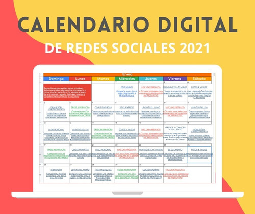 Calendar Digital Redes Sociales 2021 Contenidos Ideas