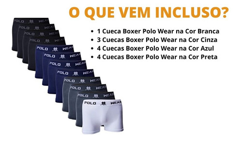 Imagem 2 de 9 de Kit Com 12 Cuecas Masculina Boxer Em Microfibra Polo Wear