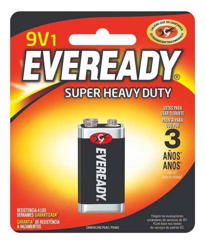 6 X Pila Bateria 9v Carbon Zinc Eveready 1222 Heavy Duty