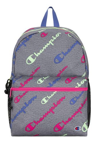 Mochila Clasica Champion Con Bolsillo Frontal De Cierre-gris