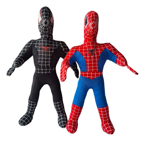 Combo Peluche Hombre Araña Rojo Y Negro De 50cm.