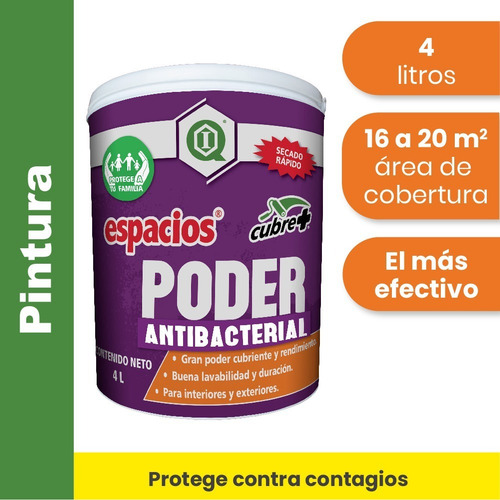 Imagen 2 de 6 de Pintura Antibacterial / Interiores Y Exteriores / Blanco 4l