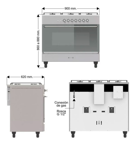 Imagen 5 de 10 de Cocina Empotrable Luxor Gas Apart 900 Multigas 6 Hornallas