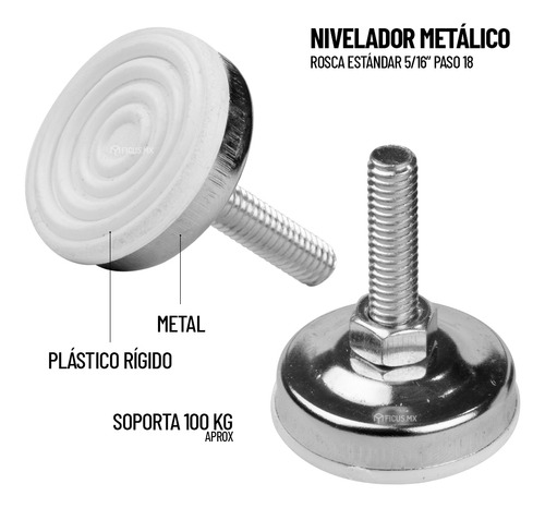 Nivelador Para Muebles Regaton Metalico Rosca 5/16 8 Unidades