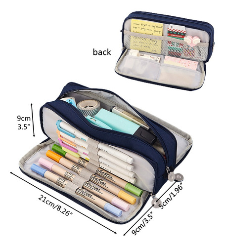 Estuche Para Lápices De Gran Capacidad Con 3 Compartimentos