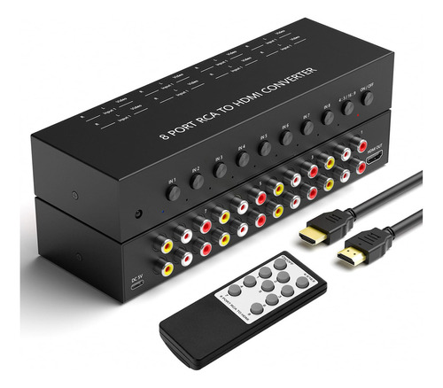 Convertidor Rca A Hdmi De 8 Puertos 1080p/720p Rca Compuesto