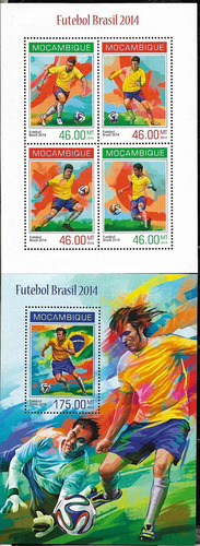 #9080 Mozambique 2014 Copa Mundial De Futbol 2014 M/s+s/h