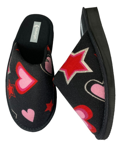 Pantuflas Cerrada Dama/ Star Black Brillitos Urbanas