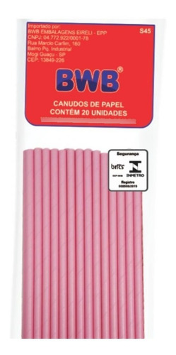 2 Pack Pitillos De Papel Paq. 20und Bwb Cod 9950 Color Rosa 