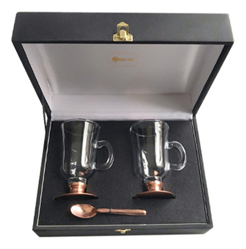 Set 2 Tazas Capuchino 200cc Con Cuchara De Cobre