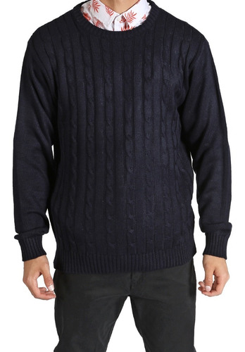 Sweater Hombre Cuello Redondo Hilo Entallado Abrigado Nuevo 