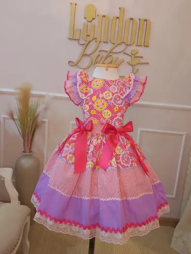 Vestido junino infantil deals rosa