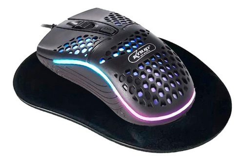 Mouse Gamer Óptico Usb Led Rgb Kpmu010 +mousepad Apoio Pulso Cor Preto