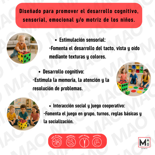 Dado Gigante Estimulación Temprana De Puntos 40x40 Diversión