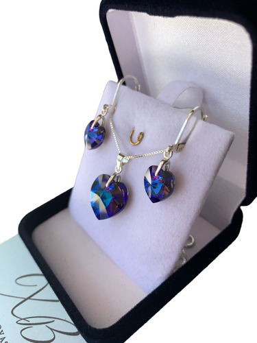 Joyas Fabricadas Con Cristal Swarov Elements Conjunto Plata