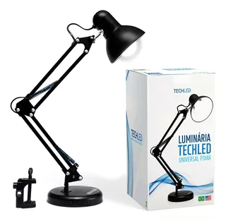 Luminaria de Mesa articulável Techled Cor Preto