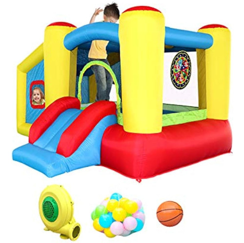 Casa De Rebote Inflable Wellfuntime Con Soplador, Tobogán De