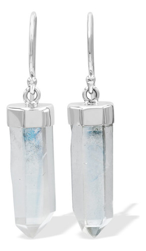 Aretes Colgantes De Cristal De Cuarzo Angel Aura En Plata