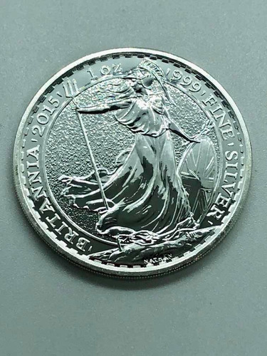 Moneda De Plata 1 Oz Britania 2 Libras Gran Bretaña Año 2015 (Usado)