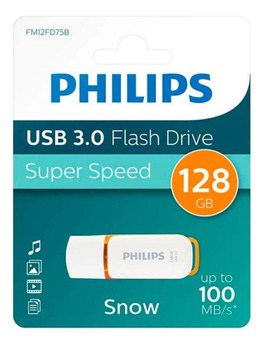 Pendrive Philips Snow 128gb Usb 3.0 Flash Speed Blanco