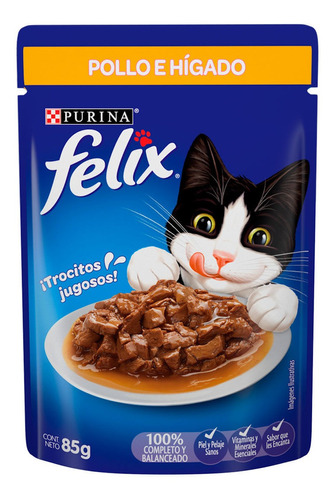 Alimento Gato Húmedo Felix Pollo Hígado Sobre 85g Purina