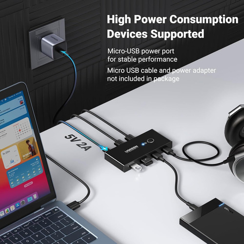 Conmutador Kvm De Usb Interruptor De 4 Usb Para 2 Pc Ugreen