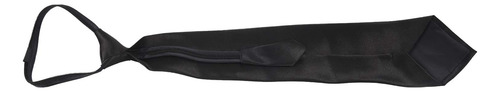 4 Corbatas De Poliéster Negro Liso Con Cremallera Suave Para