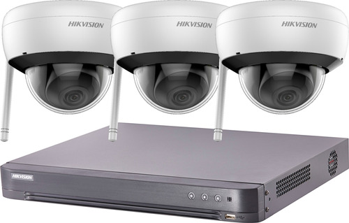 Kit Seguridad Ip Hikvision Dvr 4 Ch + 3 Camaras Wifi 2mp