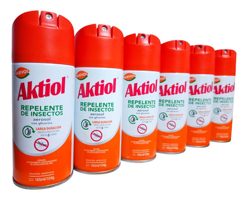 Repelente Mosquito Aktiol Larga Duracion 6 Hs X6 Unidades
