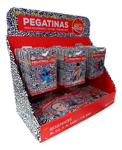 200 Sticker Pegatina Vinilo -mayorista + Exhibidor De Regalo