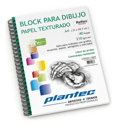 Block Plantec Blanco  210 Grs  Texturado A4  Lateral 15657