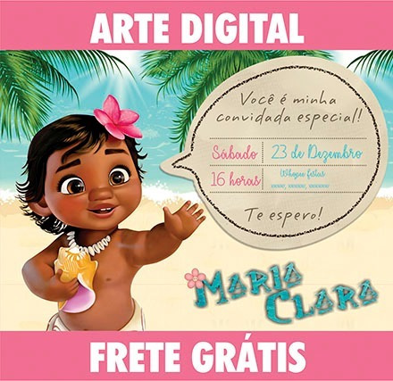 Imagem 1 de 1 de Arte Digital Criação Convite Infantil Moana - Frete Grátis