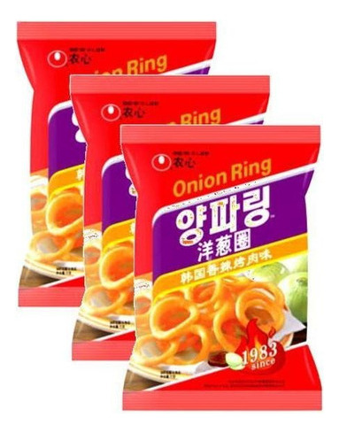 Kit 3 Salgadinho Coreano Cebola Hot Onion Flavored Rings 40g