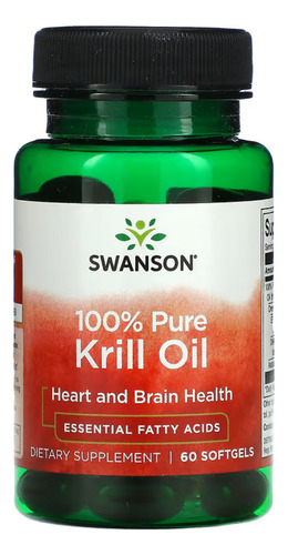 Swanson Krill Oil 100% Pure, Aceite Krill Puro 60 Cap 500 Mg