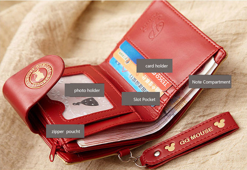 Cartera Disney Mickey Minnie para mujer con monedero, color rojo