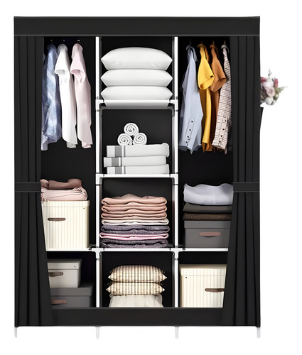 Guarda Roupa Dobrável 2 Portas Organizador Cor Preto