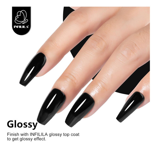Nxj Infilila Esmalte De Uñas De Gel Negro, 0.5 Onzas Líquida