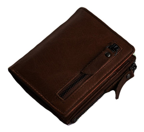 Cartera Billetera 100% Piel Para Hombre O Mujer Unisex Color Café Obscuro