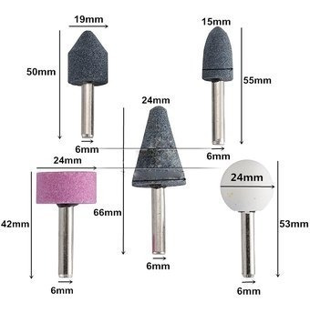 Kit 5 Piedra Montadas 1/8 + Kit 5 Fresa Taladro Mecha Madera