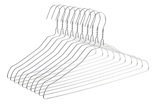 Set 10 Ganchos Ropa Organizador Acero Inoxidable Tintoreria Color Ab