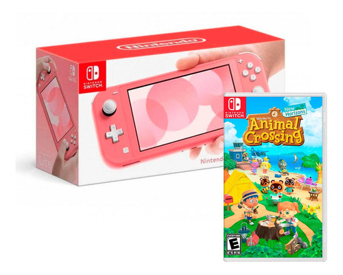 Consola Nintendo Switch Lite Coral + Animal Crossing 