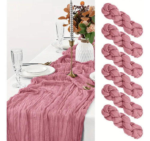 Mantel Table Runner Semitransparente, Gasa, 6 Unidades