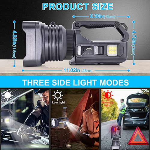Linterna De Mano Spotlight De 10000 Lúmenes, Foco Led