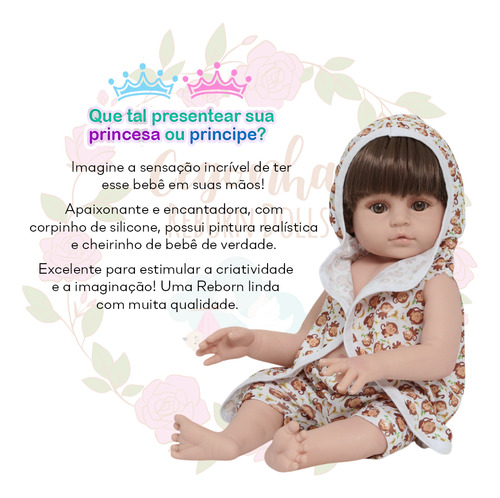 Bebê Reborn Masculino Realista Cabelo Castanho Com Pelúcia
