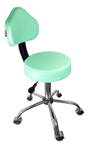 Cadeira Mocho Cromado Estetica Altura A Gas Ultra Assento Verde