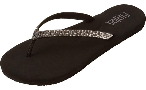 Flojos Women's Spark Flip-flop, Black, 9 M B07jvm6gnf_060424