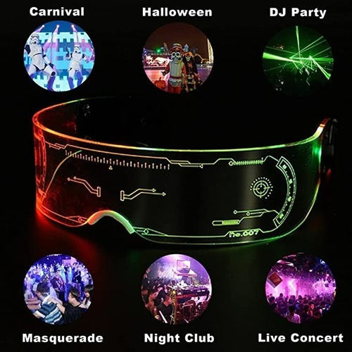 3 Óculos Futuristas Cyberpunk Tiktok Óculos De Acrílico Led.
